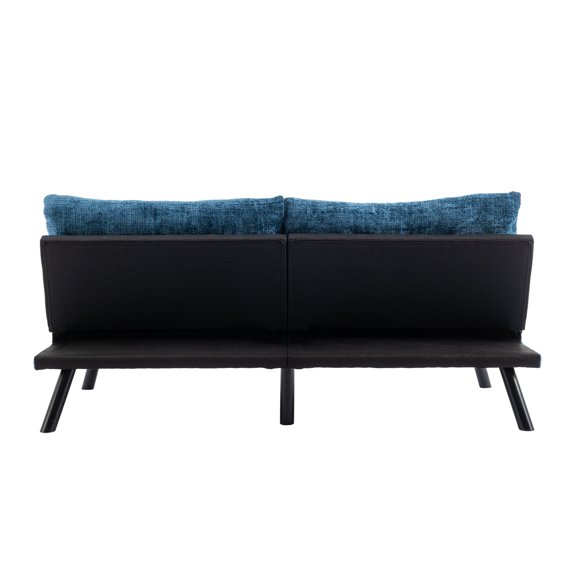 Convertible Sofa Bed Loveseat Futon Bedadjustable Lounge Couch With Metal Legs,Futon Sets For Compact Living Space Chenille Blue Blue Upholstered