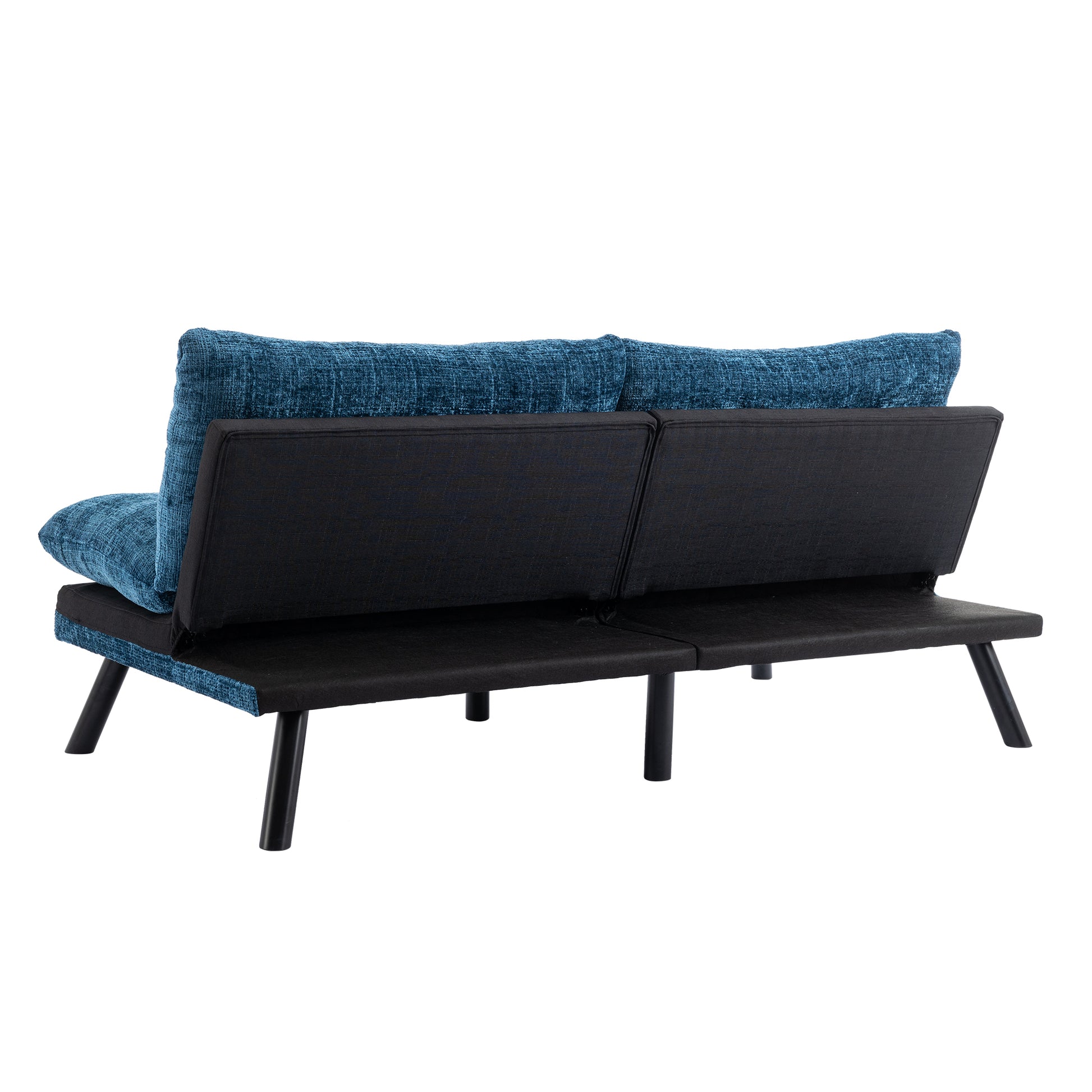 Convertible Sofa Bed Loveseat Futon Bedadjustable Lounge Couch With Metal Legs,Futon Sets For Compact Living Space Chenille Blue Blue Upholstered