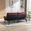Convertible Sofa Bed Loveseat Futon Bedadjustable Lounge Couch With Metal Legs,Futon Sets For Compact Living Space Chenille Wine Red Wine Red Upholstered