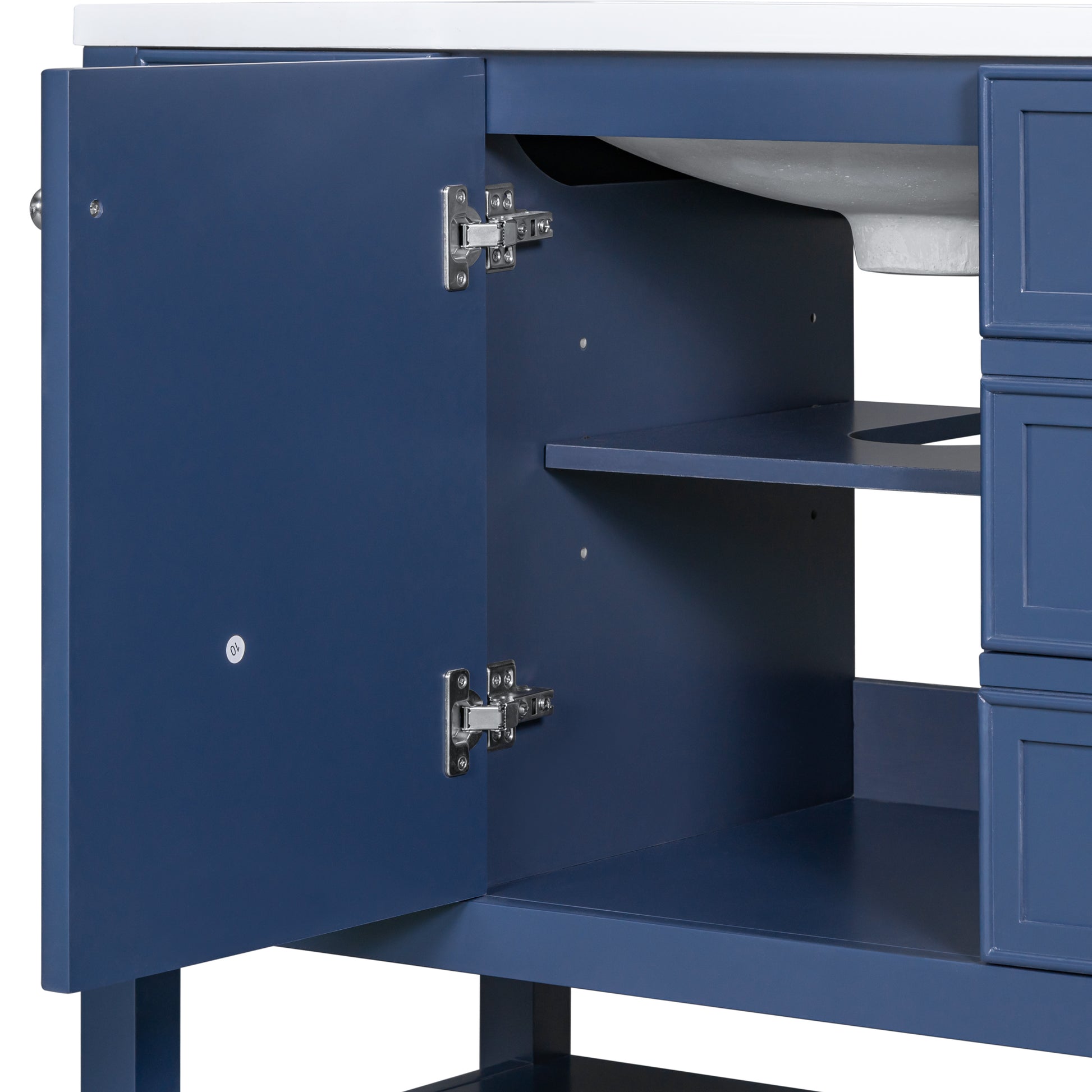 36" Bathroom Vanity With Sink Combo, One Cabinet And Three Drawers, Solid Wood And Mdf Board, Blue Blue Solid Wood Mdf