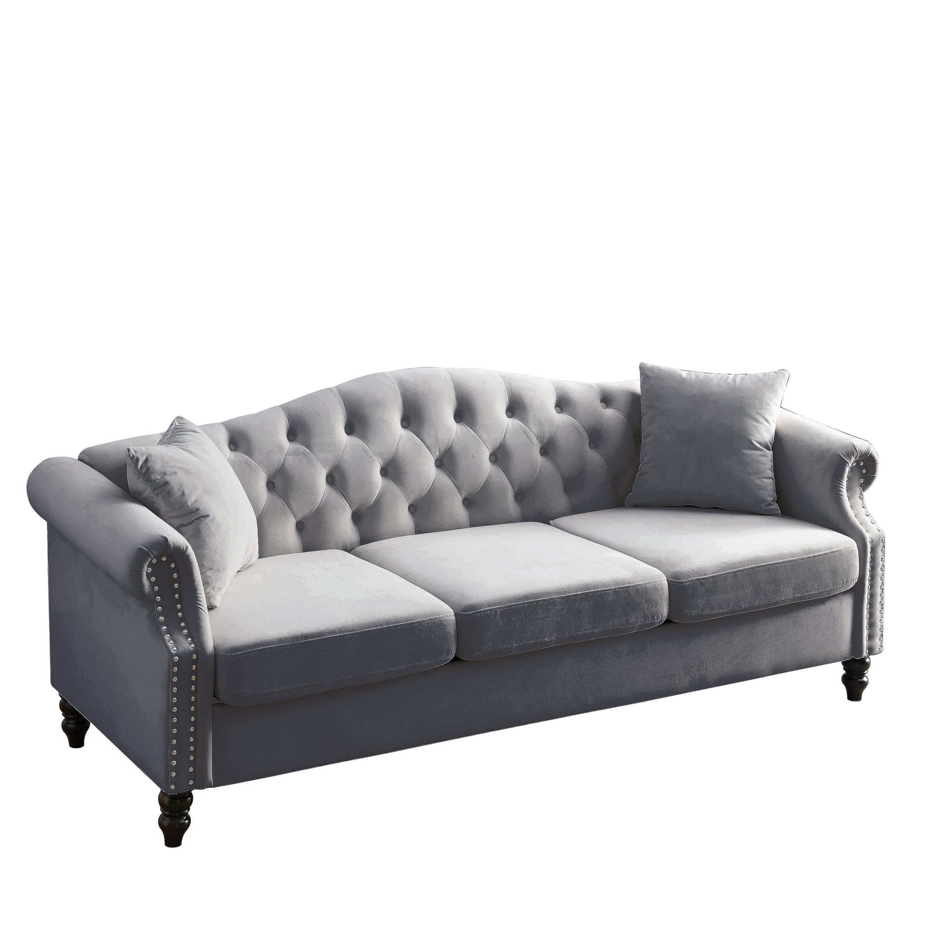 3 Seater 3 Seater Combination Sofa.Grey Velvet W834S00064 Grey Foam Velvet