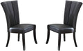 Black Faux Leather Upholstered Lines Back Set Of 2Pc Chairs Dining Room Wide Flair Back Chair Black Dining Room Modern Dining Chairs Ladder Back Rubber Wood