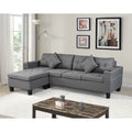 Sectional Sofa Set For Living Room With L Shape Chaise Lounge ,Cup Holder And Left Or Right Hand Chaise Modern 4 Seat Grey Fabric