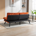 Convertible Sofa Bed Loveseat Futon Bedadjustable Lounge Couch With Metal Legs,Futon Sets For Compact Living Space Chenille Orange Orange Upholstered