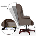 330Lbs Executive Office Chair, Ergonomic Design High Back Reclining Comfortable Desk Chair Brown Brown Pu Leather