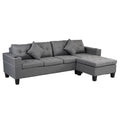 Sectional Sofa Set For Living Room With L Shape Chaise Lounge ,Cup Holder And Left Or Right Hand Chaise Modern 4 Seat Grey Fabric
