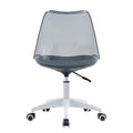 Smoke Gray Modern Home Office Desk And Chair, Adjustable 360 Rotating Chair Engineering Plastic Armless Rotating Computer Chair, Suitable For Living Rooms, Bedrooms, And Offices Grey Plastic