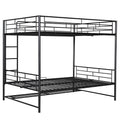 Full Over Full Metal Bunk Bed With Shelf And Guardrails, Black Black Steel