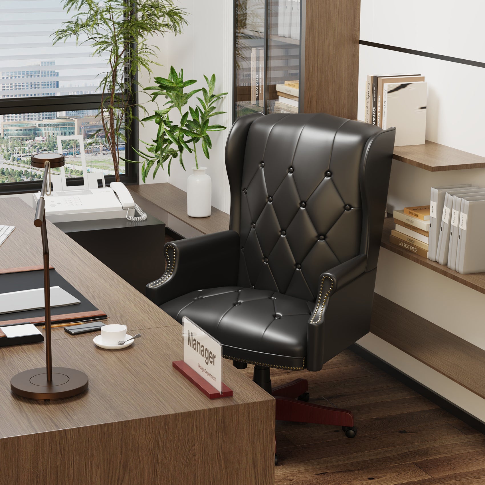 330Lbs Executive Office Chair, Ergonomic Design High Back Reclining Comfortable Desk Chair Black Black Pu Leather