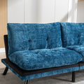 Convertible Sofa Bed Loveseat Futon Bedadjustable Lounge Couch With Metal Legs,Futon Sets For Compact Living Space Chenille Blue Blue Upholstered