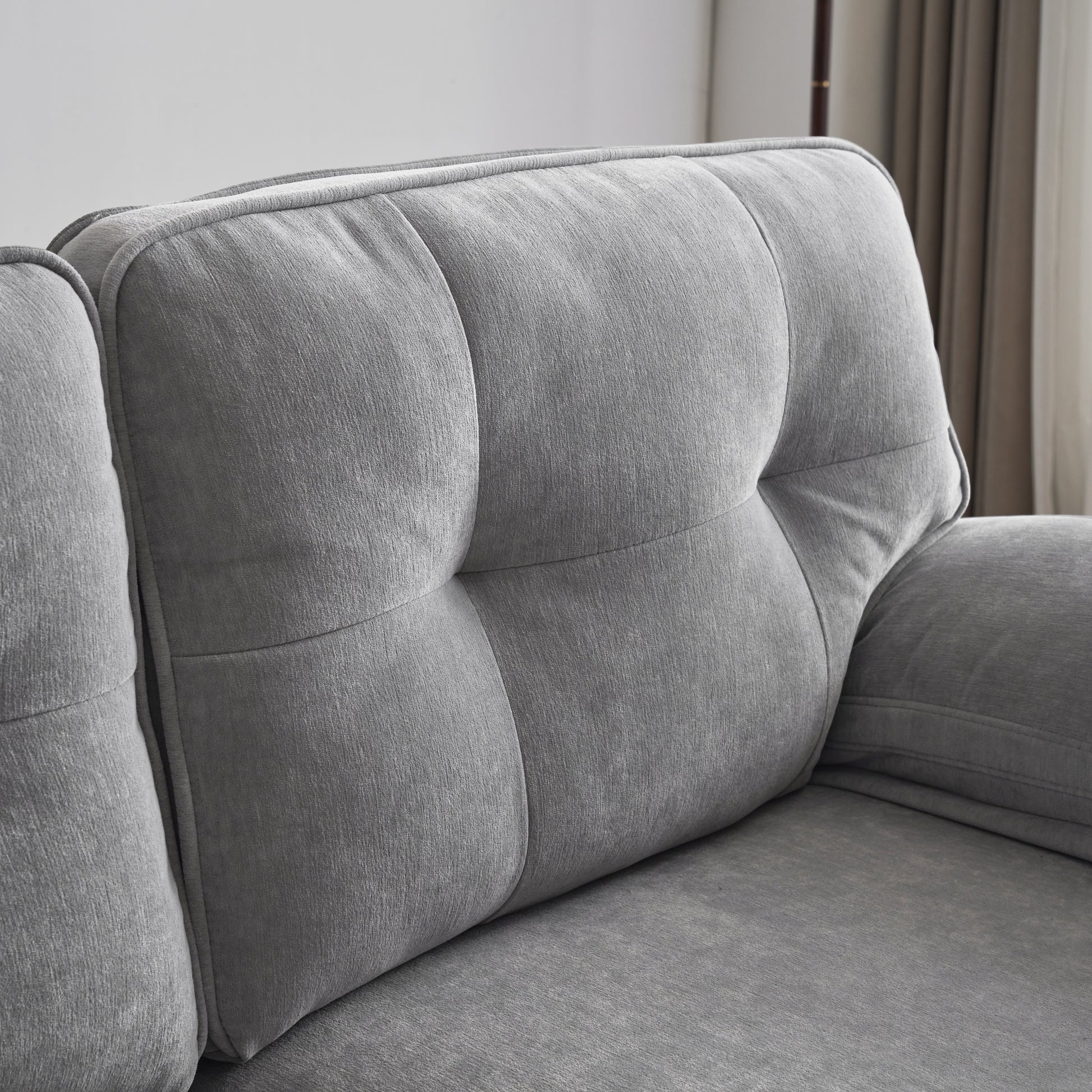 83" Modern Sectional Sofas Couches Velvet L Shaped Couches For Living Room, Bedroom, Light Grey Light Grey Foam Velvet