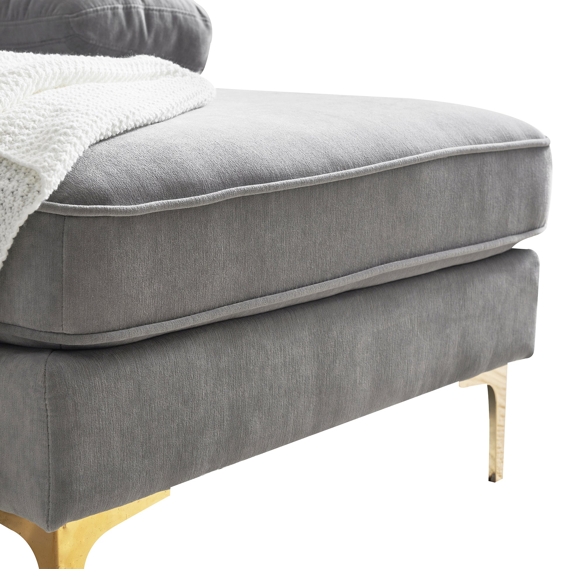 83" Modern Sectional Sofas Couches Velvet L Shaped Couches For Living Room, Bedroom, Light Grey Light Grey Foam Velvet