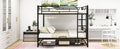 Full Over Full Metal Bunk Bed With Shelf And Guardrails, Black Black Steel