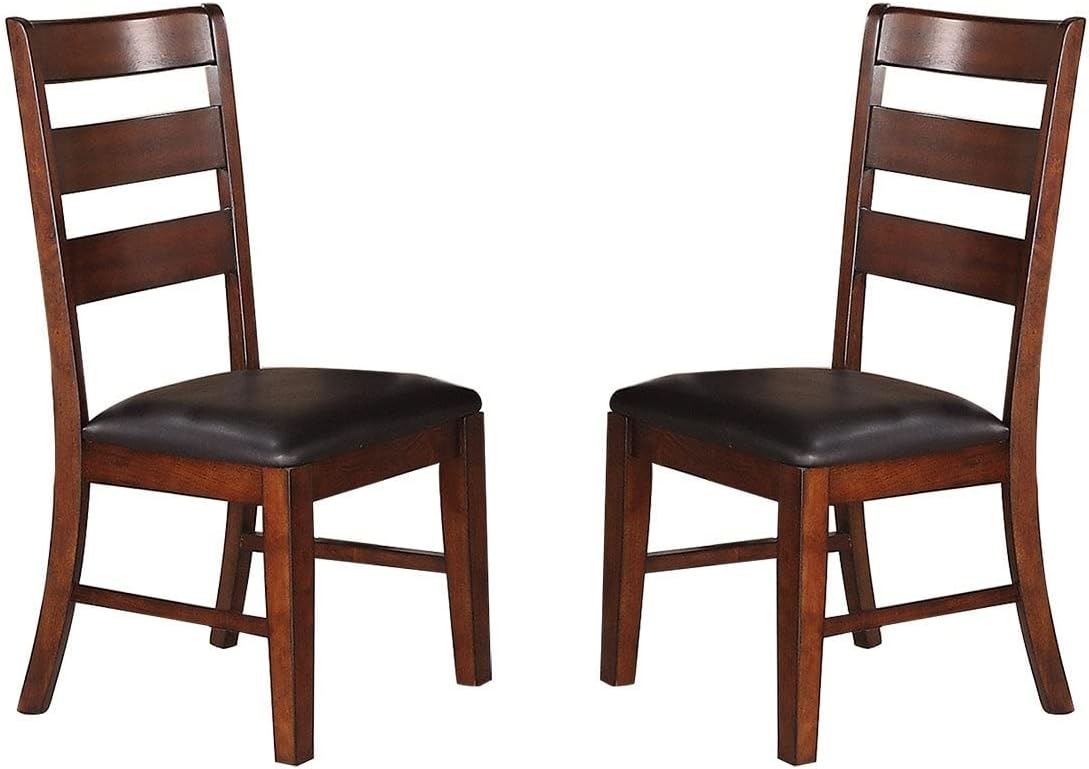 Antique Walnut Finish Solid Wood Set Of 2Pc Chairs Dining Chair Ladder Back Cushion Seats Walnut Brown Dining Room Classic,Contemporary,Modern Dining Chairs Ladder Back Solid Wood