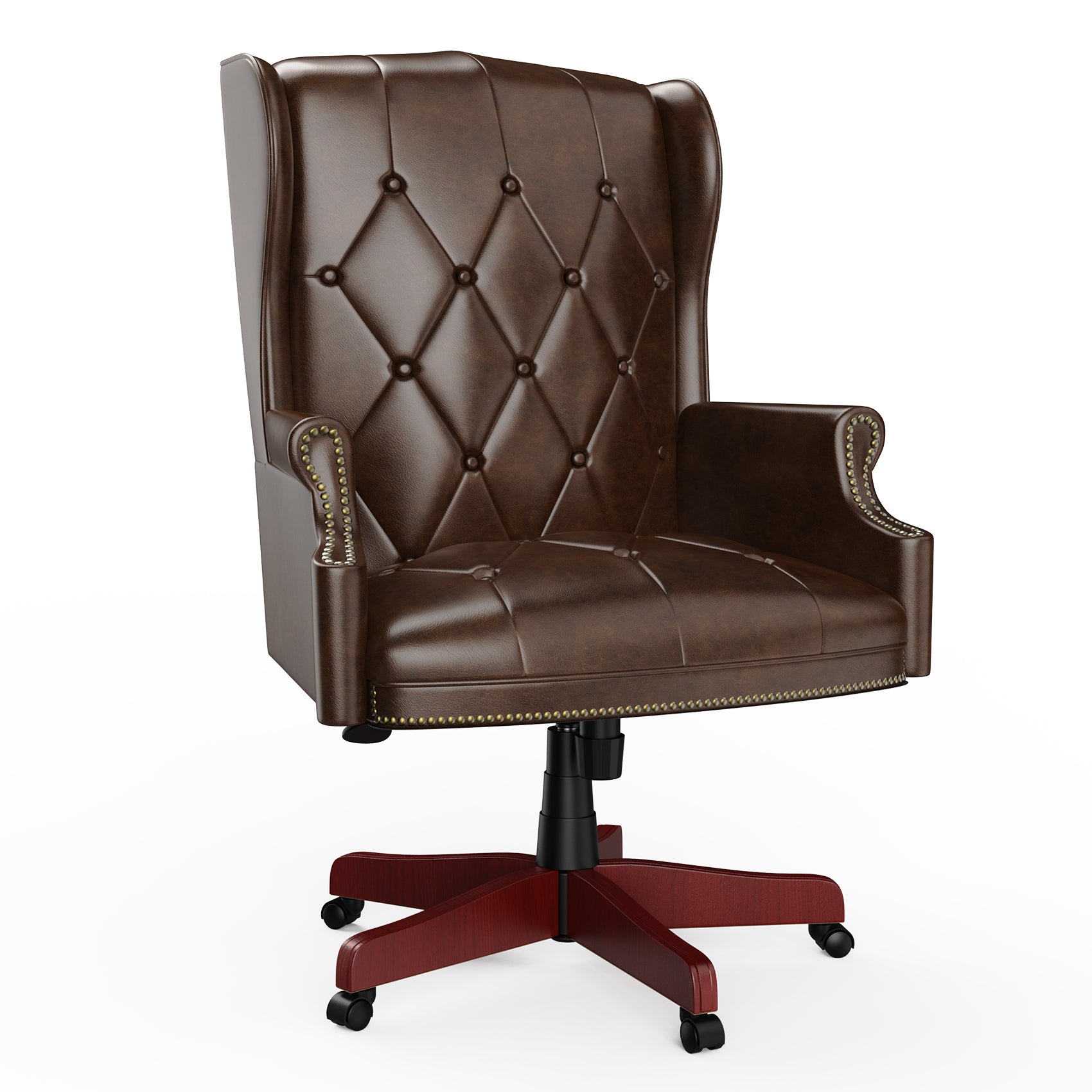 330Lbs Executive Office Chair, Ergonomic Design High Back Reclining Comfortable Desk Chair Brown Brown Pu Leather