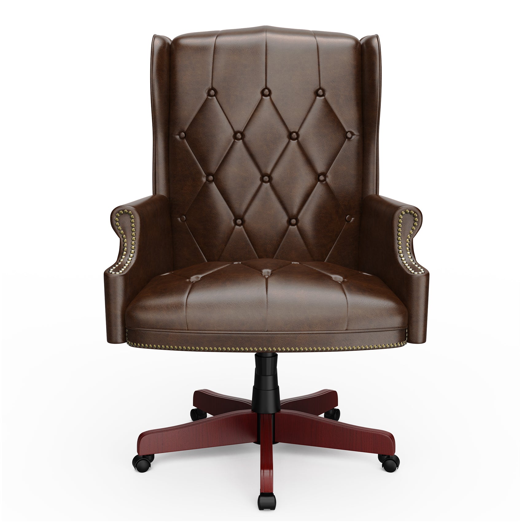 330Lbs Executive Office Chair, Ergonomic Design High Back Reclining Comfortable Desk Chair Brown Brown Pu Leather