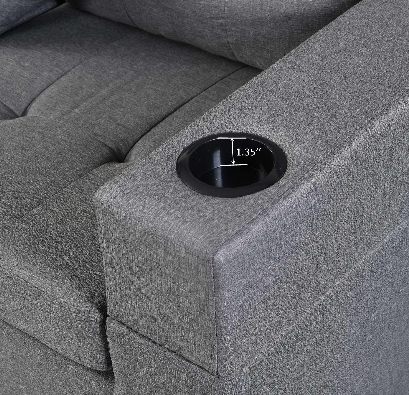 Sectional Sofa Set For Living Room With L Shape Chaise Lounge ,Cup Holder And Left Or Right Hand Chaise Modern 4 Seat Grey Fabric