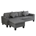 Sectional Sofa Set For Living Room With L Shape Chaise Lounge ,Cup Holder And Left Or Right Hand Chaise Modern 4 Seat Grey Fabric