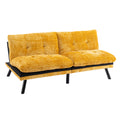 Convertible Sofa Bed Loveseat Futon Bedadjustable Lounge Couch With Metal Legs,Futon Sets For Compact Living Space Chenille Yellow Yellow Upholstered