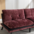 Convertible Sofa Bed Loveseat Futon Bedadjustable Lounge Couch With Metal Legs,Futon Sets For Compact Living Space Chenille Wine Red Wine Red Upholstered