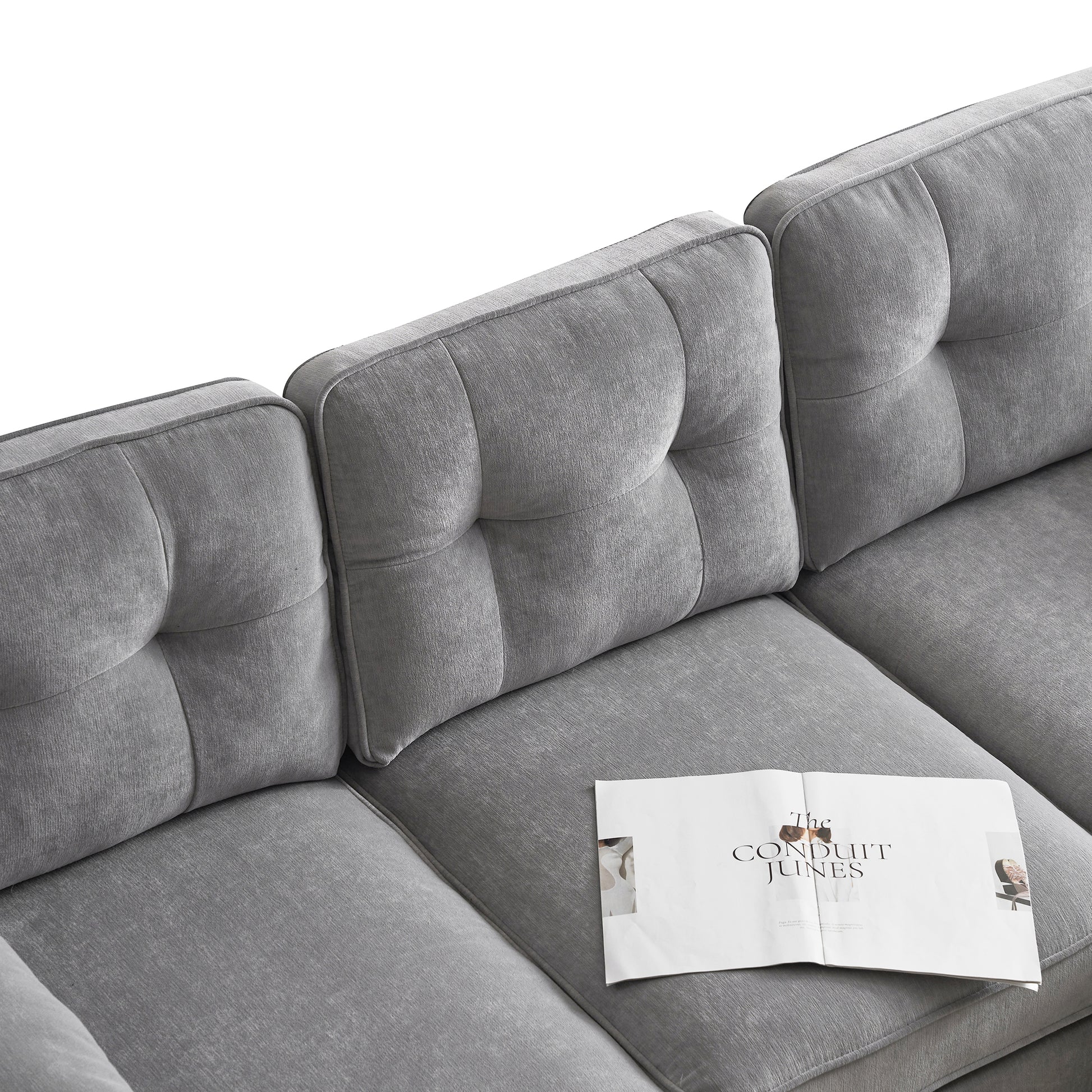 83" Modern Sectional Sofas Couches Velvet L Shaped Couches For Living Room, Bedroom, Light Grey Light Grey Foam Velvet