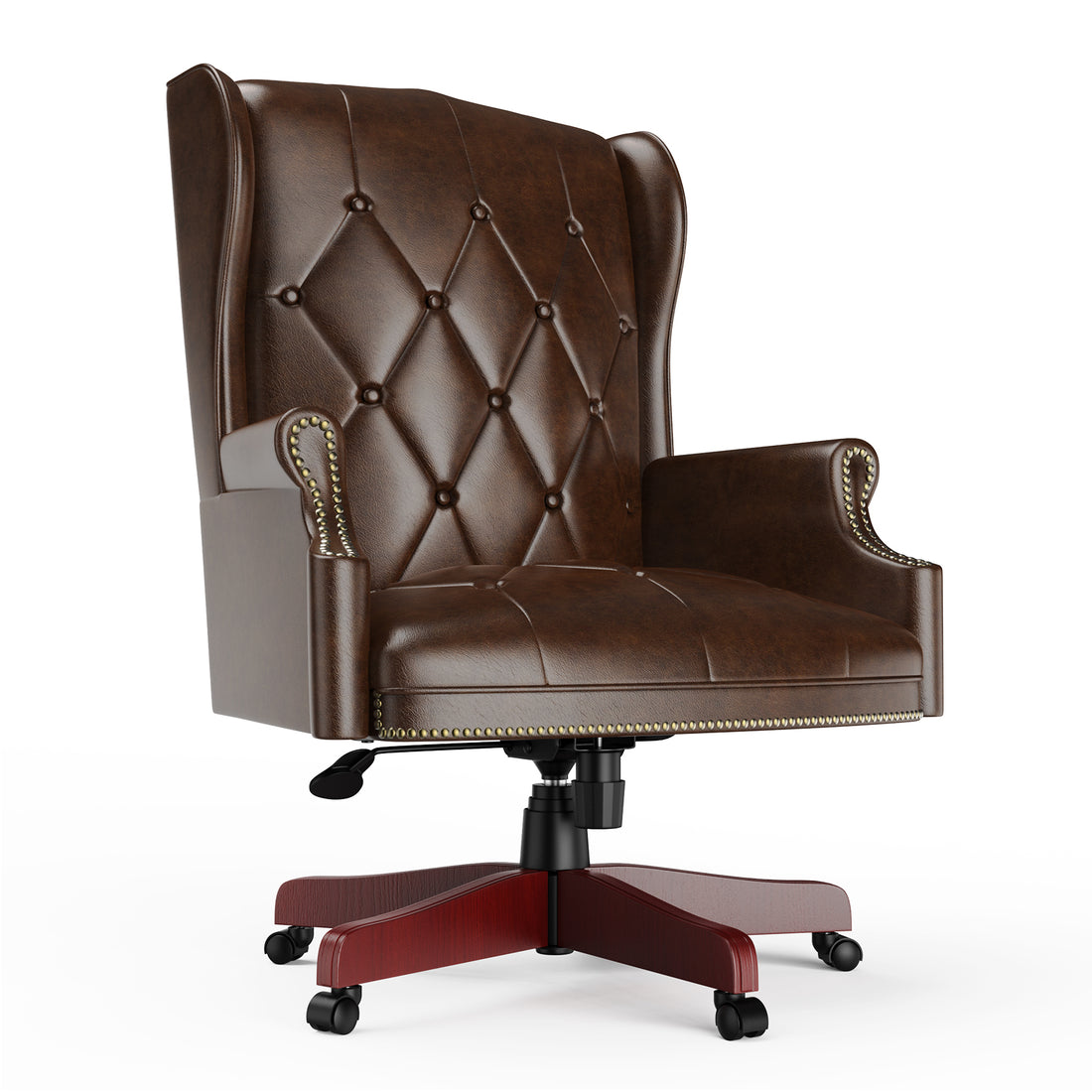 330Lbs Executive Office Chair, Ergonomic Design High Back Reclining Comfortable Desk Chair Brown Brown Pu Leather