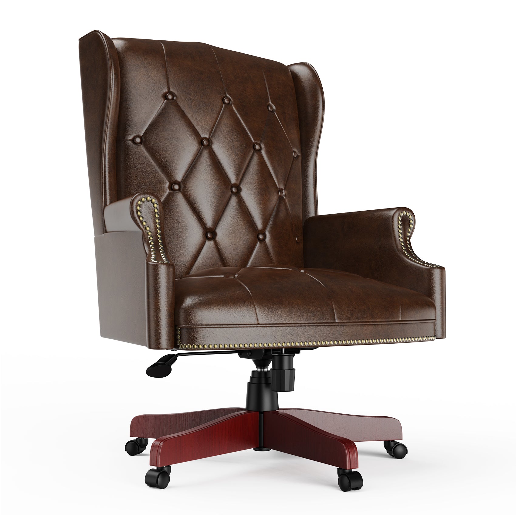 330Lbs Executive Office Chair, Ergonomic Design High Back Reclining Comfortable Desk Chair Brown Brown Pu Leather