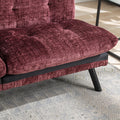 Convertible Sofa Bed Loveseat Futon Bedadjustable Lounge Couch With Metal Legs,Futon Sets For Compact Living Space Chenille Wine Red Wine Red Upholstered