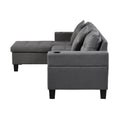 Sectional Sofa Set For Living Room With L Shape Chaise Lounge ,Cup Holder And Left Or Right Hand Chaise Modern 4 Seat Grey Fabric