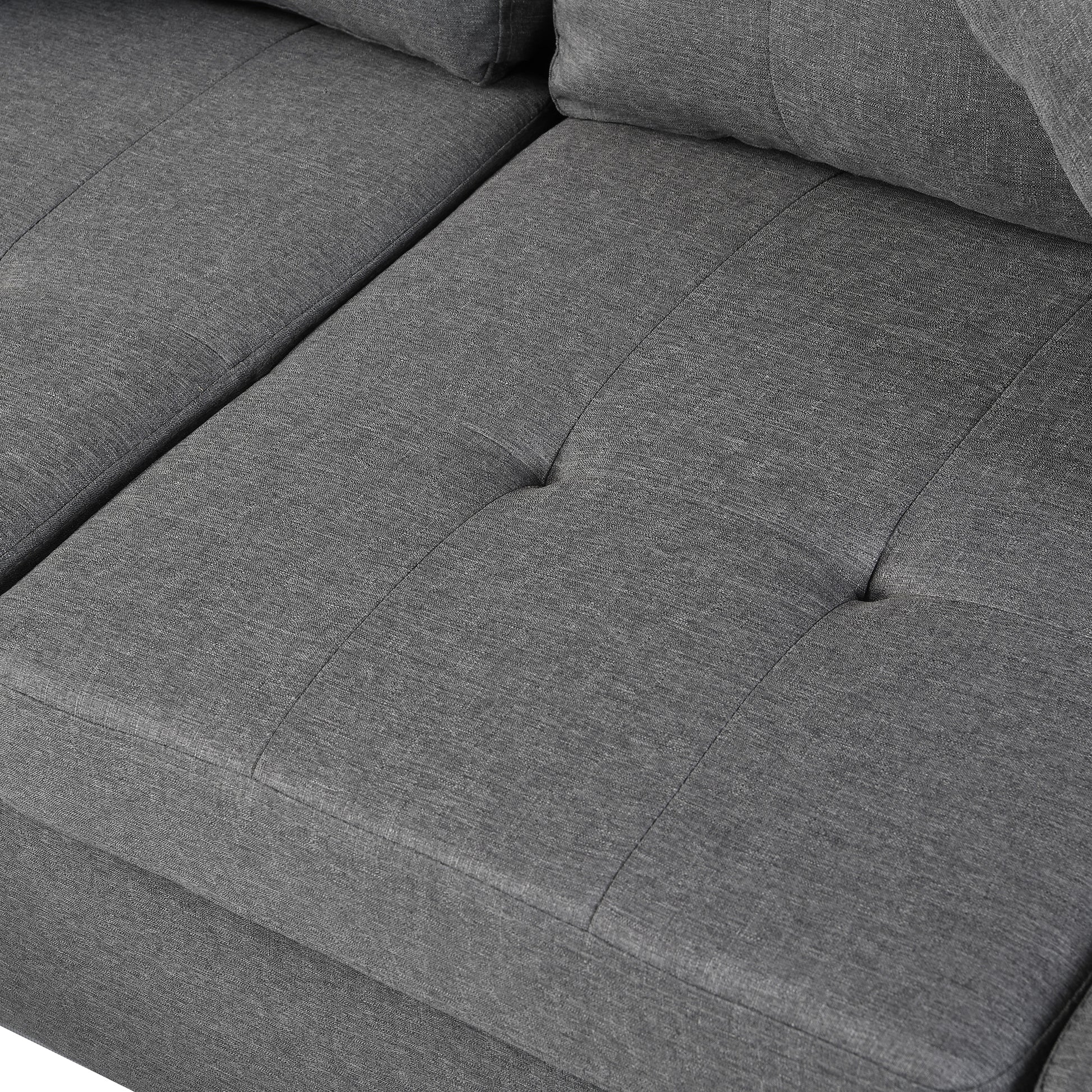 Sectional Sofa Set For Living Room With L Shape Chaise Lounge ,Cup Holder And Left Or Right Hand Chaise Modern 4 Seat Grey Fabric