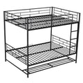 Full Over Full Metal Bunk Bed With Shelf And Guardrails, Black Black Steel