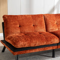 Convertible Sofa Bed Loveseat Futon Bedadjustable Lounge Couch With Metal Legs,Futon Sets For Compact Living Space Chenille Orange Orange Upholstered