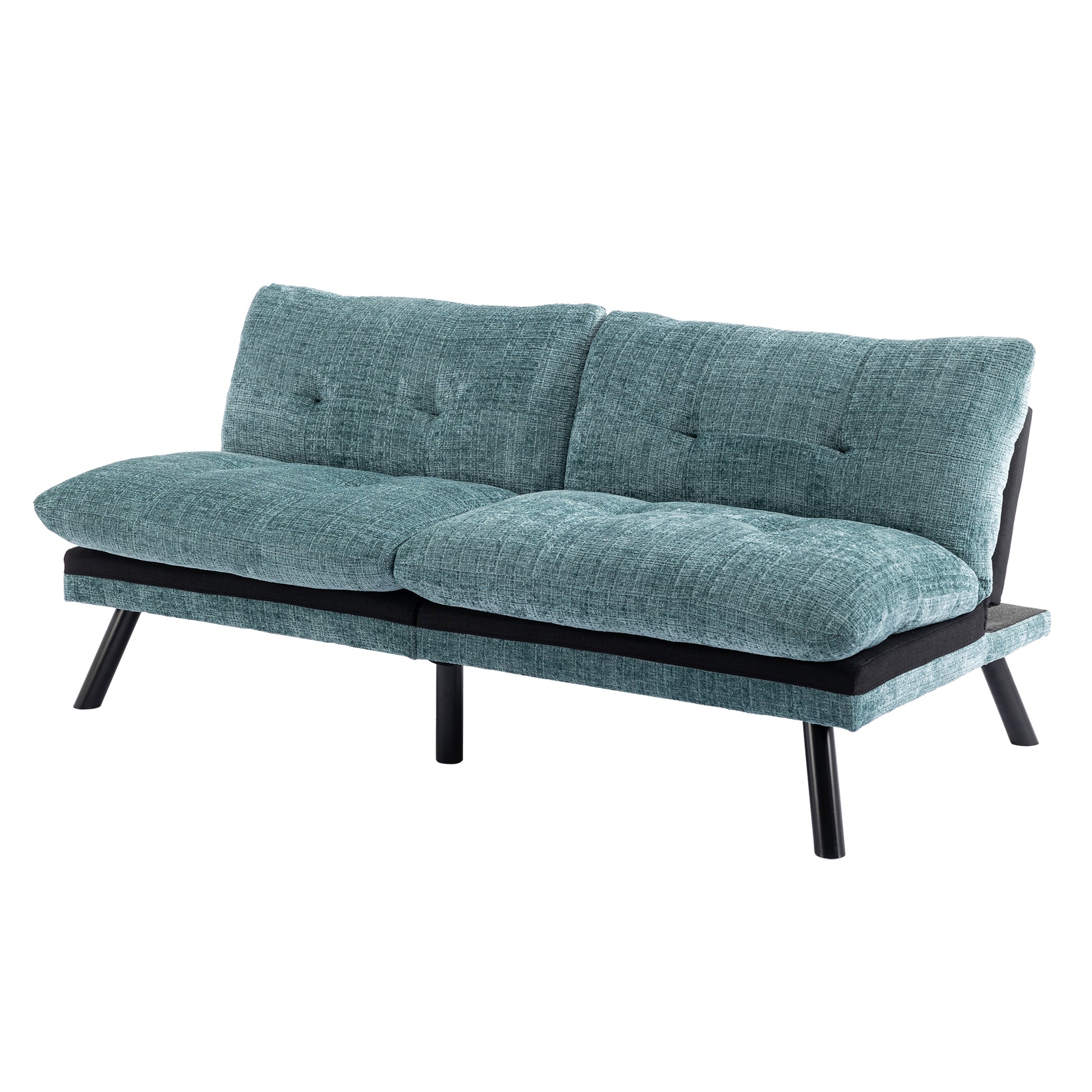 Convertible Sofa Bed Loveseat Futon Bedadjustable Lounge Couch With Metal Legs,Futon Sets For Compact Living Space Chenille Mint Green Mint Green Upholstered
