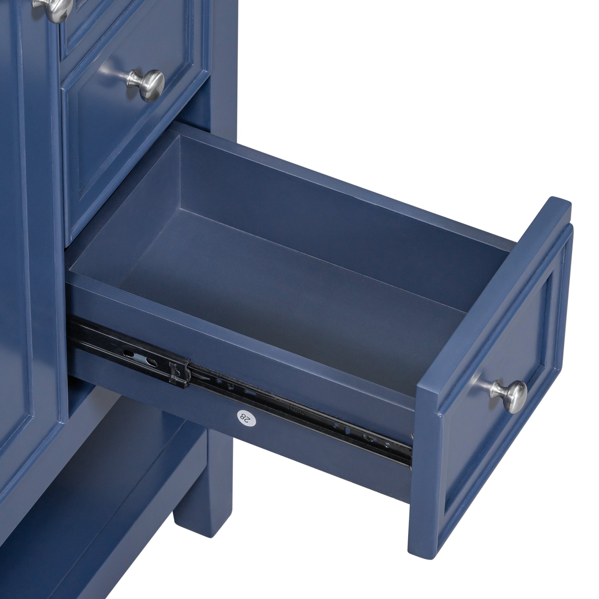 36" Bathroom Vanity Without Sink, Cabinet Base Only, One Cabinet And Three Drawers, Blue Blue Solid Wood Mdf