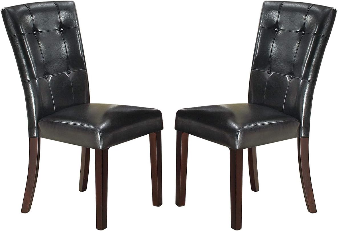 Modern Parson Chairs Black Faux Leather Tufted Set Of 2 Side Chairs Dining Seatings Black Brown Dining Room Contemporary,Modern Dining Chairs Birch Tufted Back Mdf