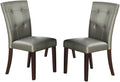 Modern Parson Chairs Silver Faux Leather Tufted Set Of 2 Side Chairs Dining Seatings Silver Brown Dining Room Contemporary,Modern Dining Chairs Birch Tufted Back Mdf