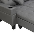 Sectional Sofa Set For Living Room With L Shape Chaise Lounge ,Cup Holder And Left Or Right Hand Chaise Modern 4 Seat Grey Fabric
