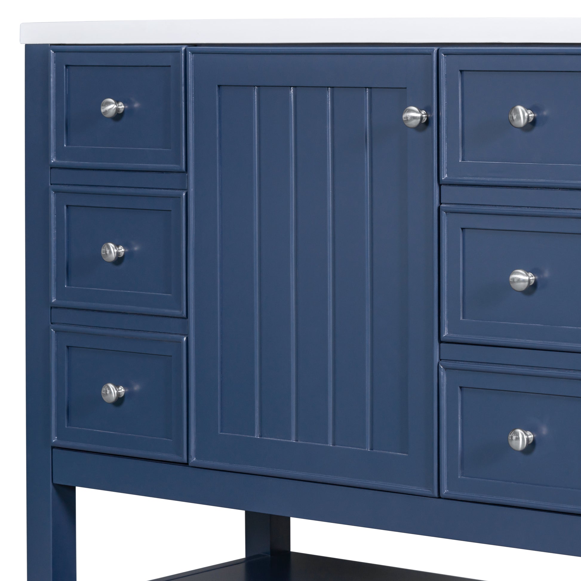 36" Bathroom Vanity With Sink Combo, One Cabinet And Three Drawers, Solid Wood And Mdf Board, Blue Blue Solid Wood Mdf