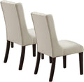 Modern Faux Leather White Tufted Set Of 2 Chairs Dining Seat Chair Birch Wood White Brown Dining Room Foam Contemporary,Modern Dining Chairs Birch Tufted Back Mdf