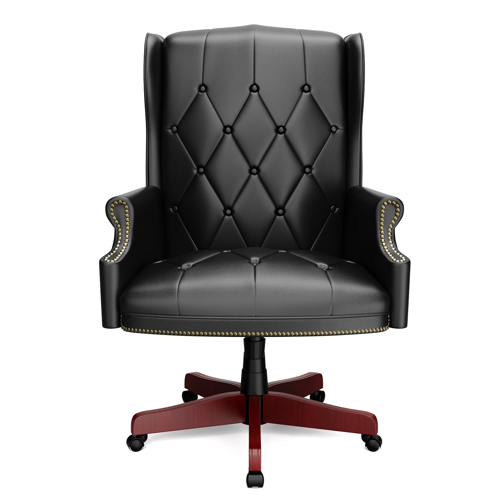 330Lbs Executive Office Chair, Ergonomic Design High Back Reclining Comfortable Desk Chair Black Black Pu Leather