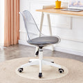 Smoke Gray Modern Home Office Desk And Chair, Adjustable 360 Rotating Chair Engineering Plastic Armless Rotating Computer Chair, Suitable For Living Rooms, Bedrooms, And Offices Grey Plastic