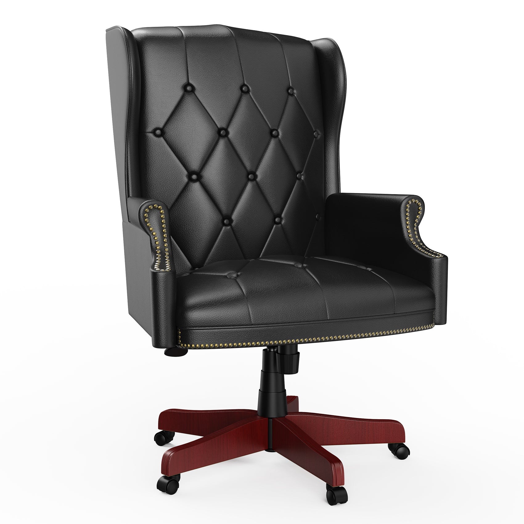 330Lbs Executive Office Chair, Ergonomic Design High Back Reclining Comfortable Desk Chair Black Black Pu Leather