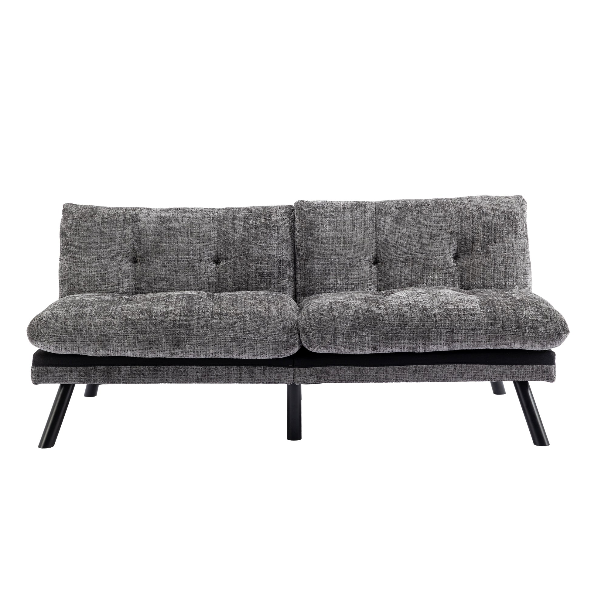 Convertible Sofa Bed Loveseat Futon Bedadjustable Lounge Couch With Metal Legs,Futon Sets For Compact Living Space Chenille Grey Grey Upholstered