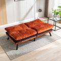 Convertible Sofa Bed Loveseat Futon Bedadjustable Lounge Couch With Metal Legs,Futon Sets For Compact Living Space Chenille Orange Orange Upholstered