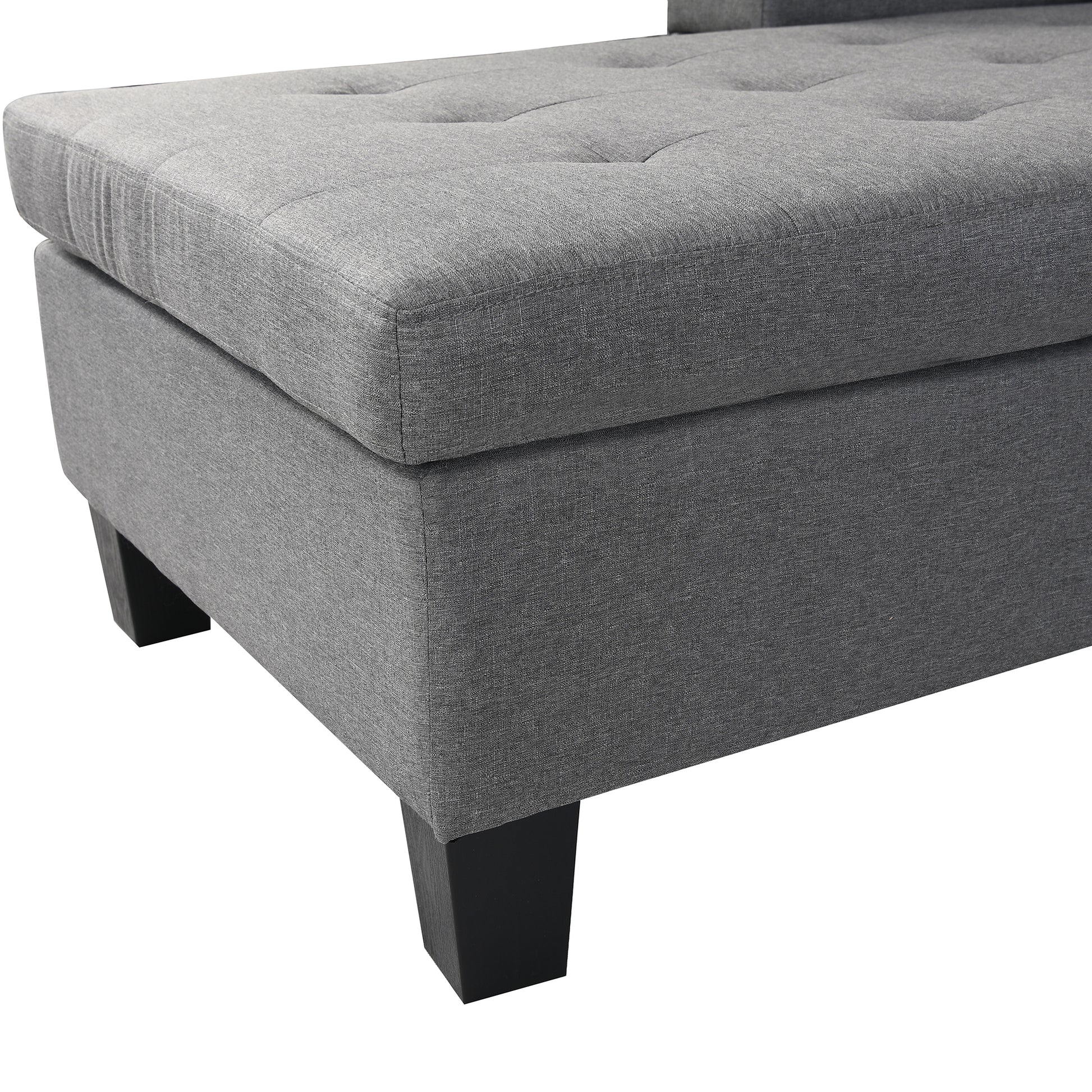 Sectional Sofa Set For Living Room With L Shape Chaise Lounge ,Cup Holder And Left Or Right Hand Chaise Modern 4 Seat Grey Fabric