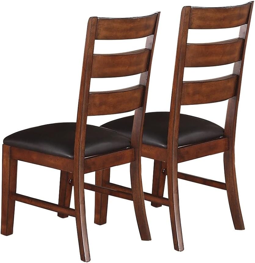 Antique Walnut Finish Solid Wood Set Of 2Pc Chairs Dining Chair Ladder Back Cushion Seats Walnut Brown Dining Room Classic,Contemporary,Modern Dining Chairs Ladder Back Solid Wood