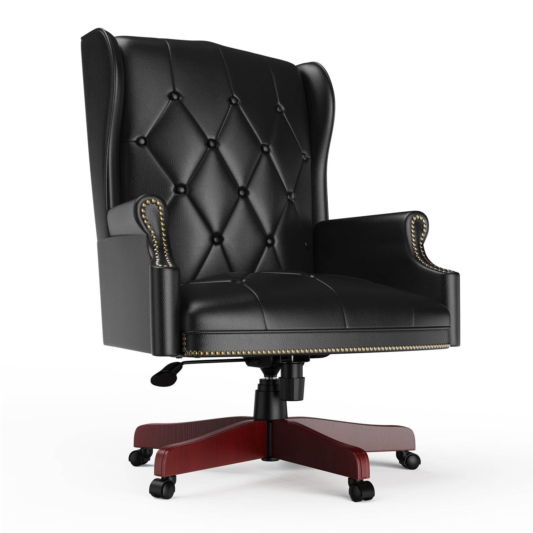 330Lbs Executive Office Chair, Ergonomic Design High Back Reclining Comfortable Desk Chair Black Black Pu Leather