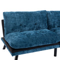 Convertible Sofa Bed Loveseat Futon Bedadjustable Lounge Couch With Metal Legs,Futon Sets For Compact Living Space Chenille Blue Blue Upholstered