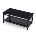 Lift And Lift Coffee Table With Hidden Dividers And Storage Shelves, Lift And Lift Tempered Glass Top Dining Table For Living Room Reception Room, Black Black Tempered Glass