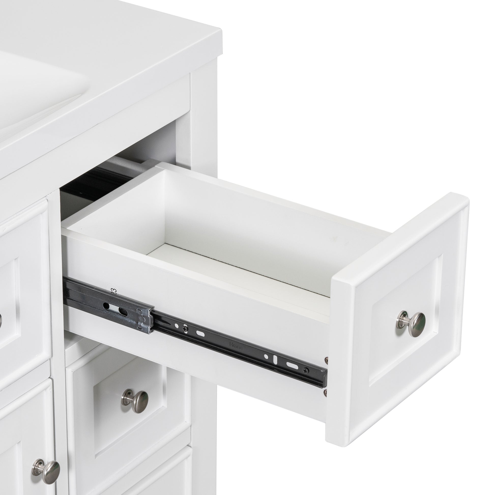 36" Bathroom Vanity Without Sink, Cabinet Base Only, One Cabinet And Six Drawers, White White Solid Wood Mdf